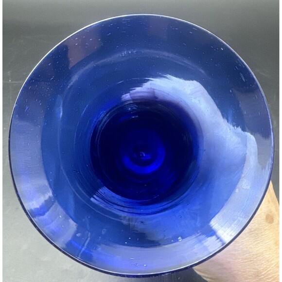 Crate & Barrel Mexico COBALT BLUE Blown Art Glass Vase 8” - Picture 4 of 6